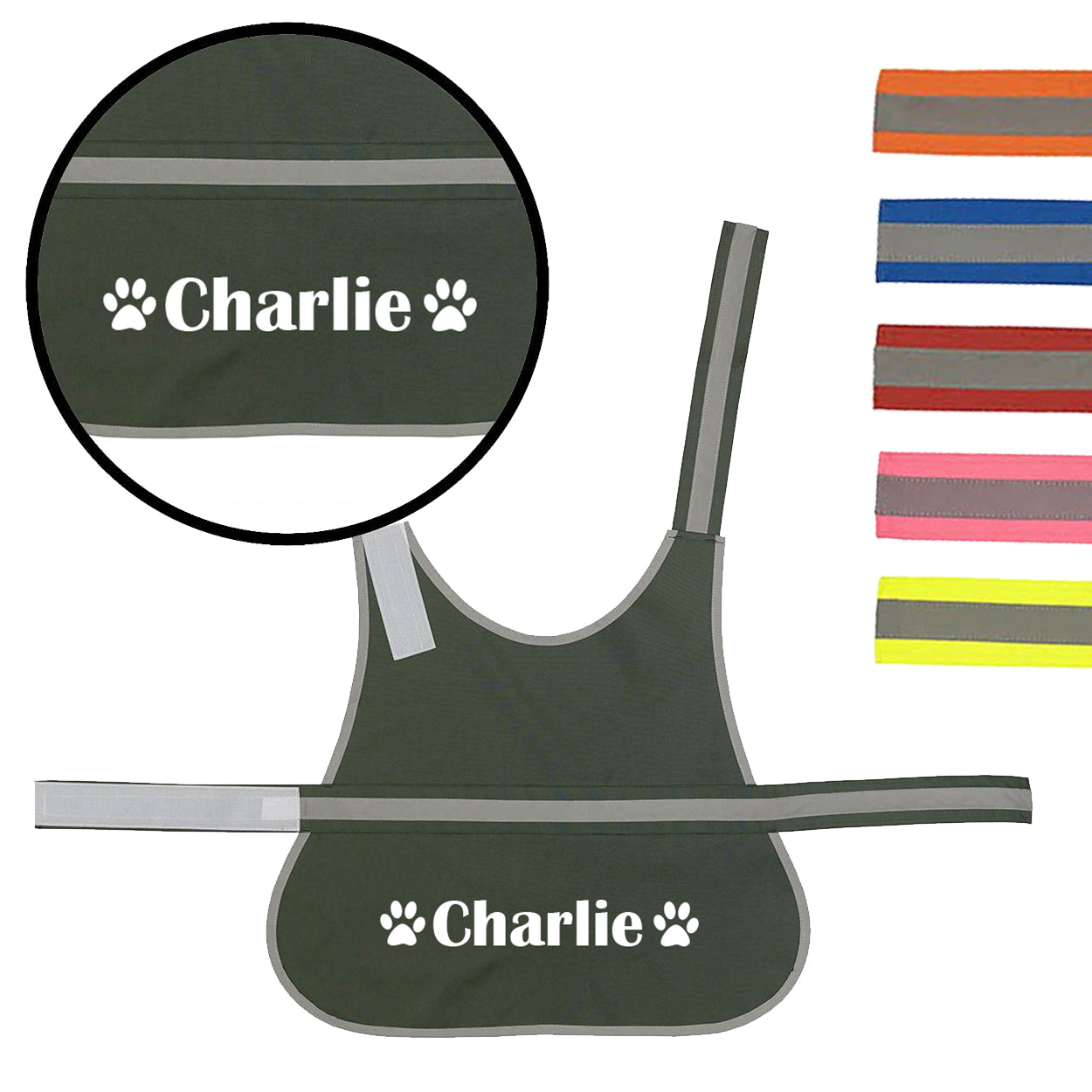 Personalised Name With Paw High Visibility Lightweight Coat