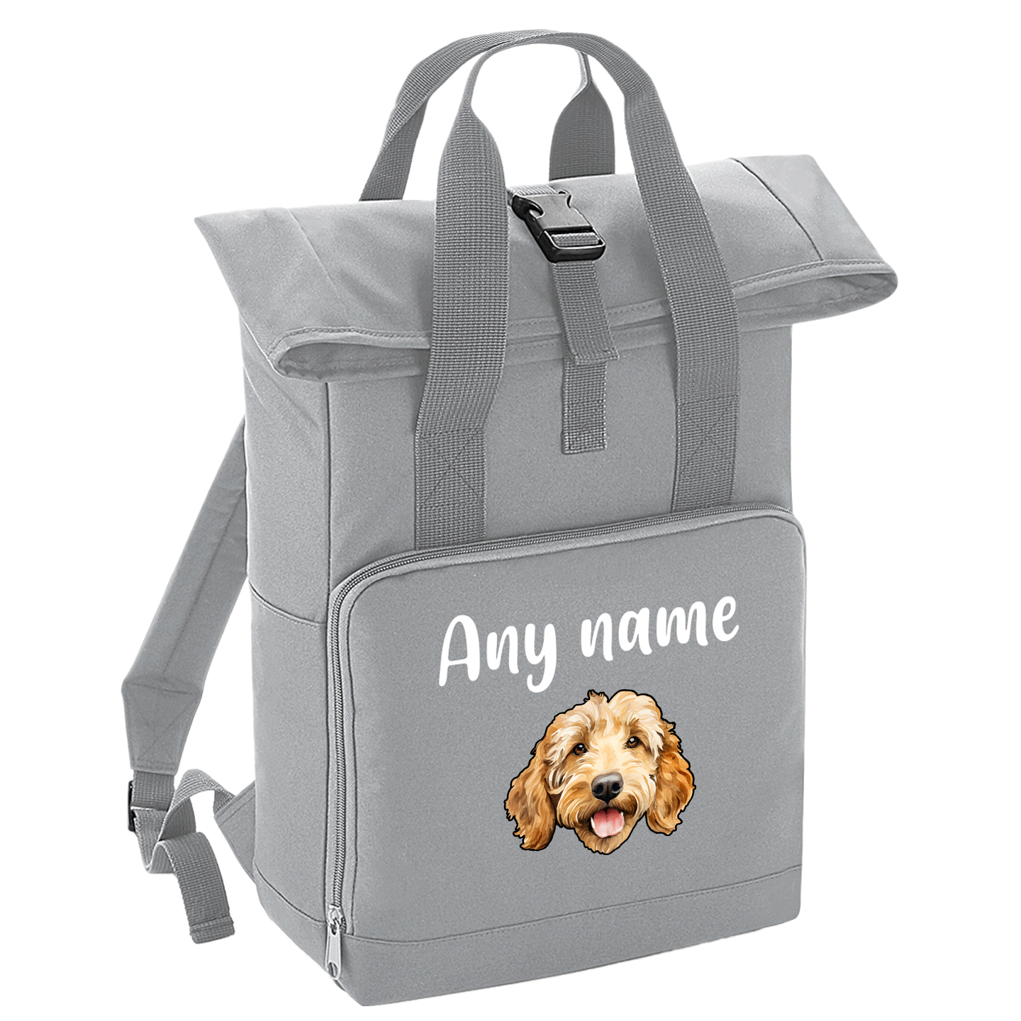 Overnighter Rucksack 14 Litres Grey Any Breed Backpack With Custom Personalised Dog Name