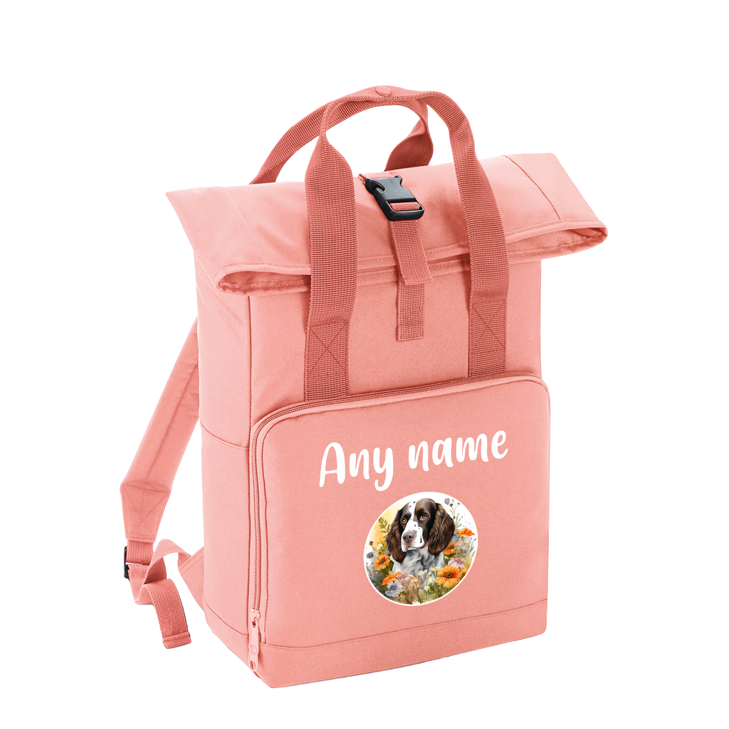Overnighter Rucksack 14 Litres Peach Coral Wildflower Dog Breed Design