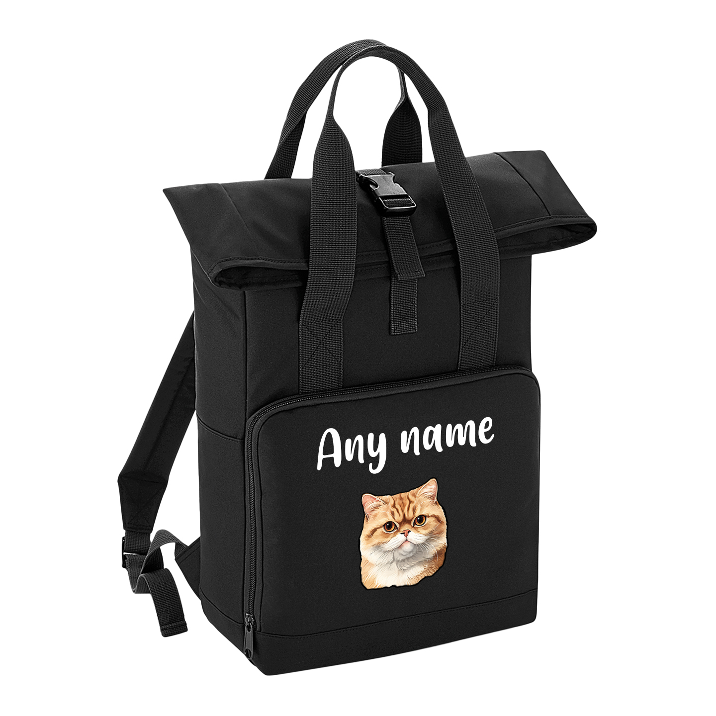 Black Cat Breed with Personalised Name Backpack