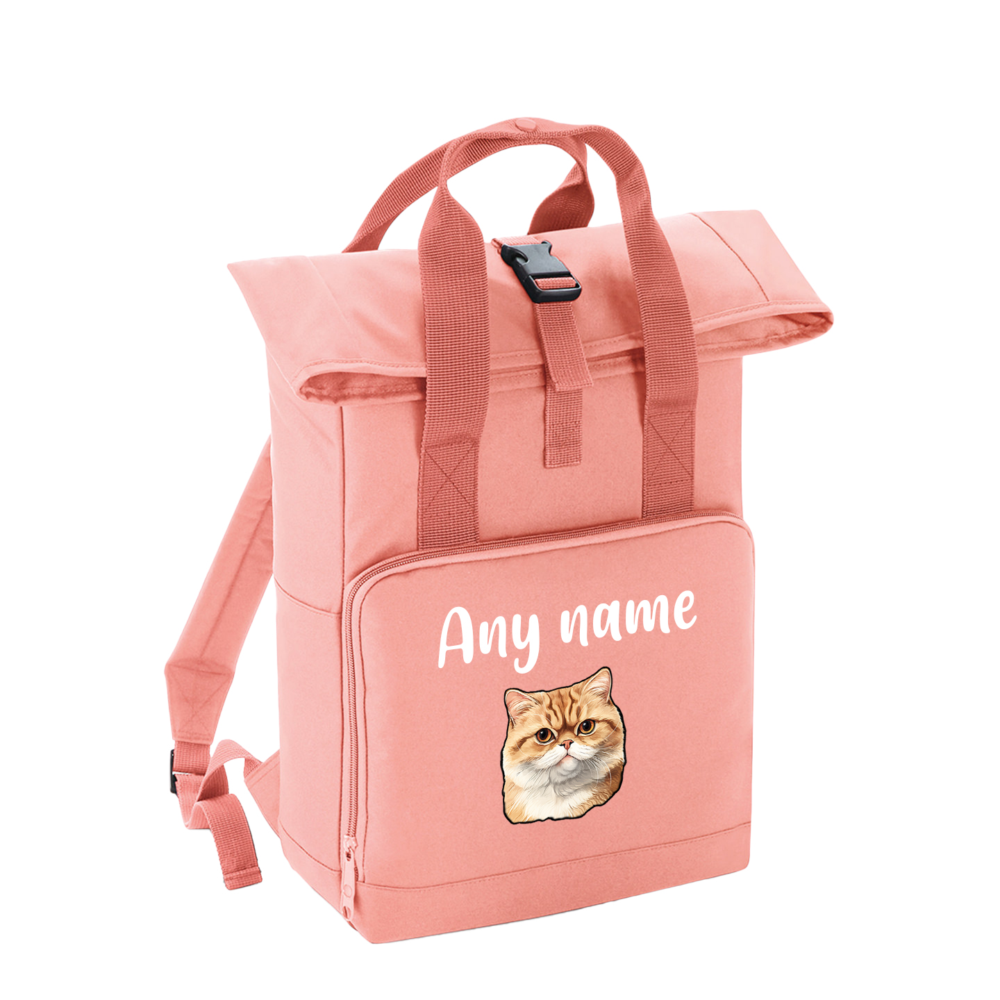 Pink Cat Breed with Personalised Name Backpack