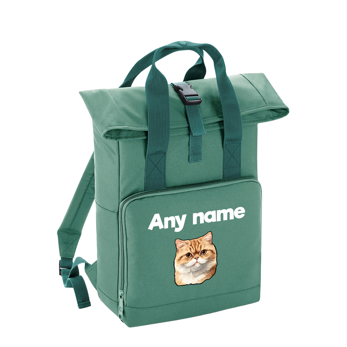 Sage Green Cat Breed with Personalised Name Backpack