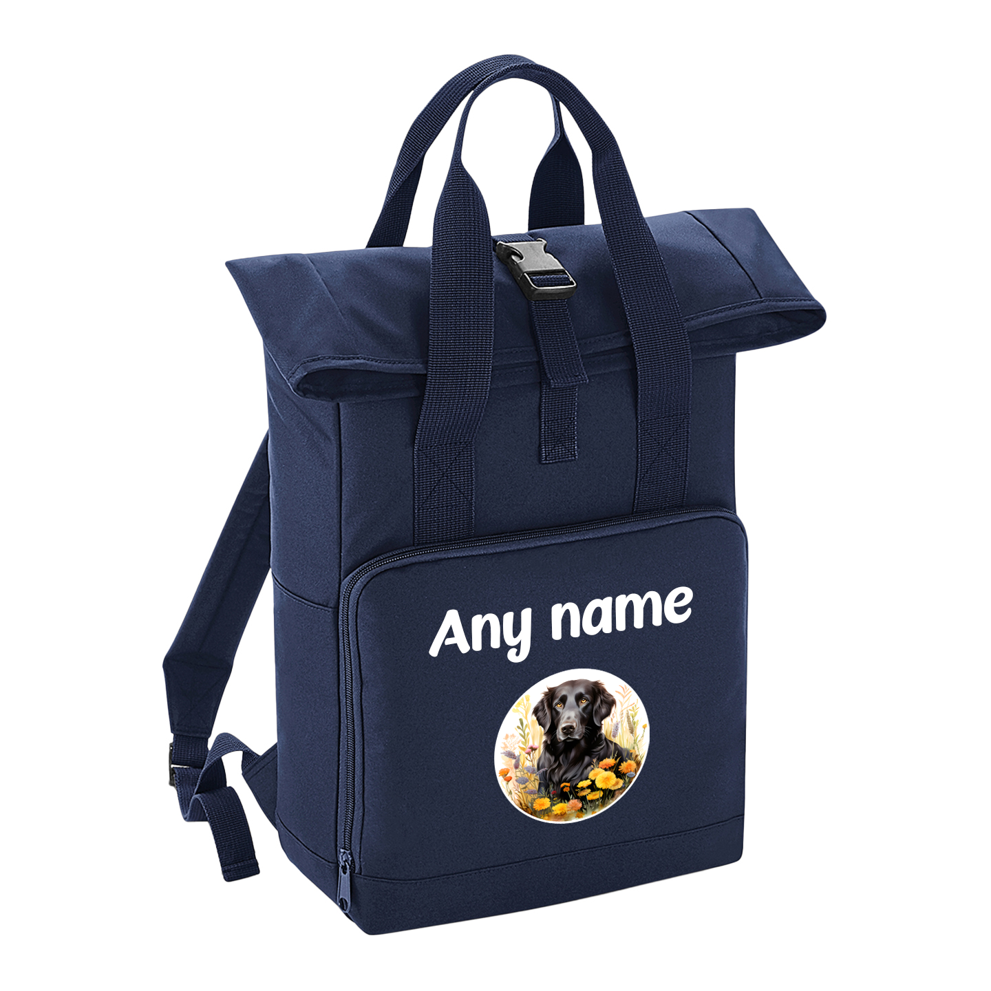 Overnighter Rucksack 14 Litres Navy Blue Wildflower Dog Breed Design