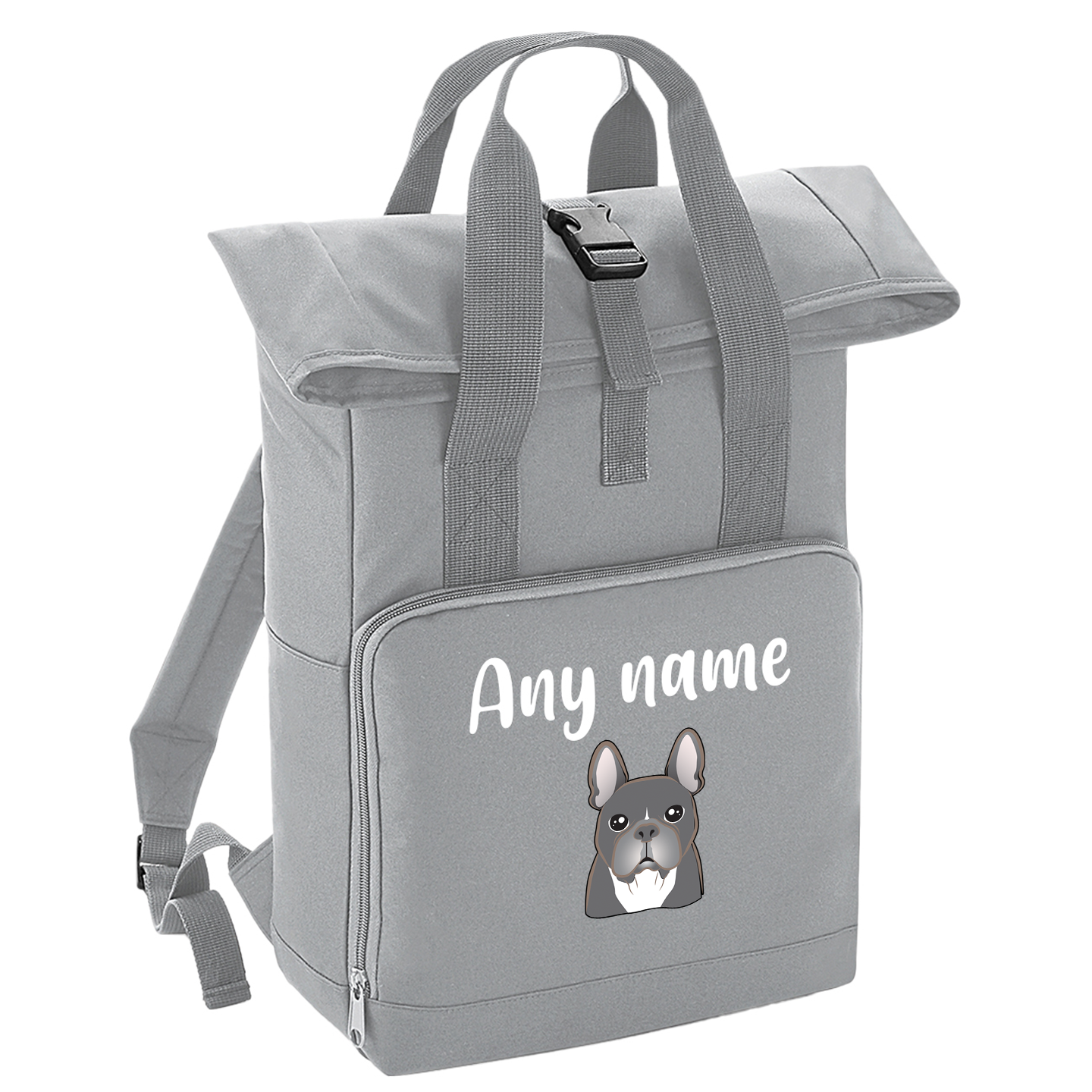 Overnighter Rucksack 14 Litres Grey Any Breed Backpack With Custom Personalised Dog Name