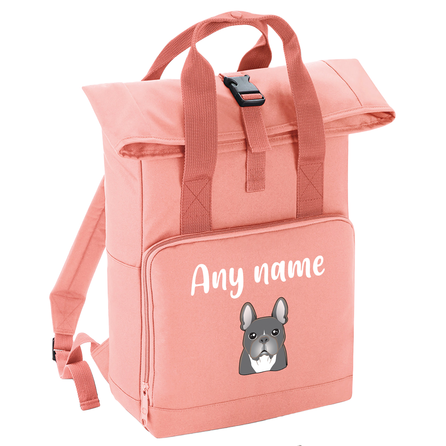 Overnighter Rucksack 14 Litres Peach Coral Any Breed Backpack With Custom Personalised Dog Name
