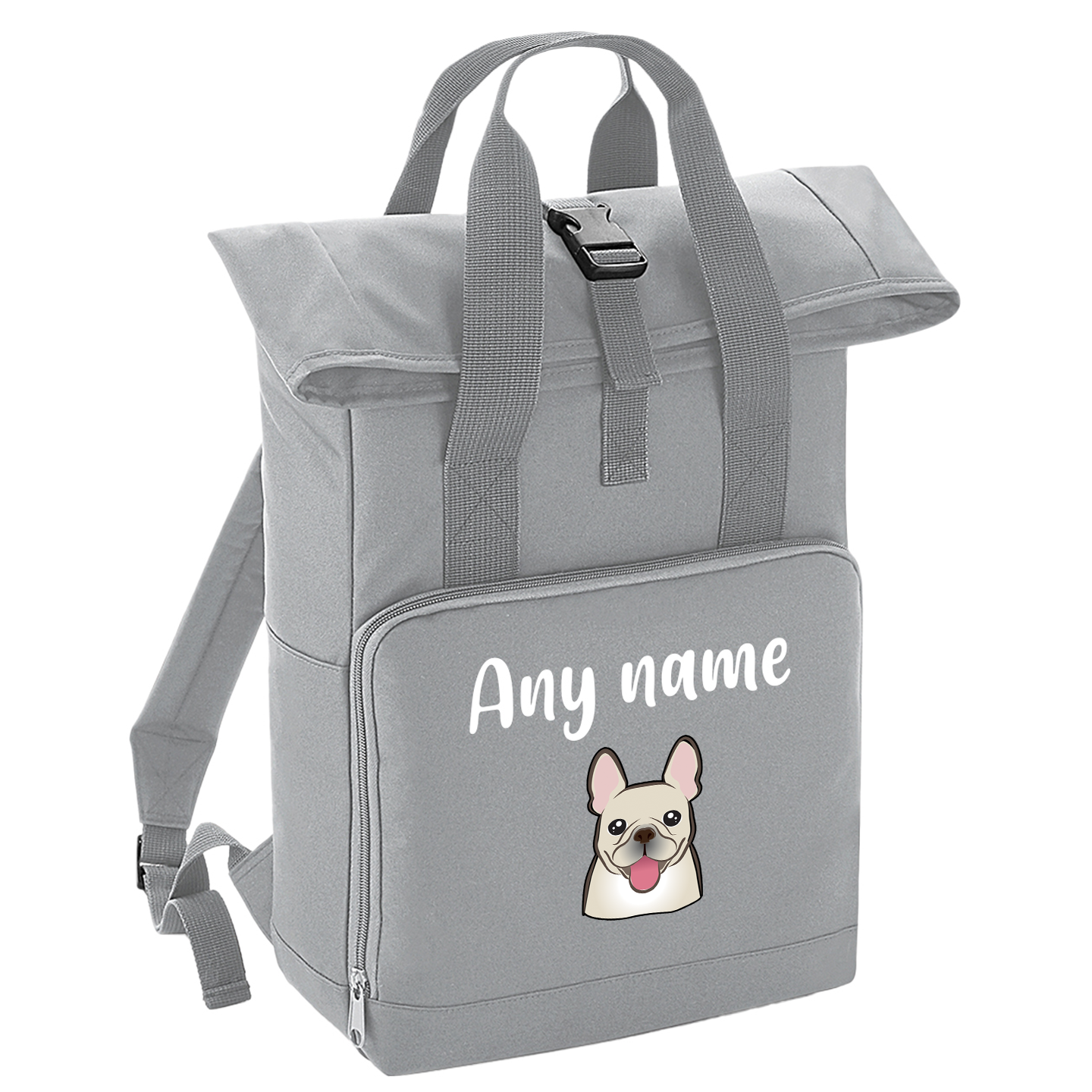 Overnighter Rucksack 14 Litres Grey Any Breed Backpack With Custom Personalised Dog Name
