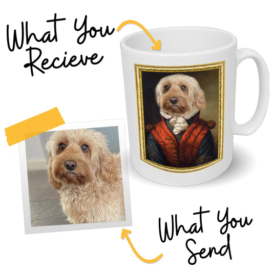 Red Satin Gentry Personalised Pet Portrait Mug - Add Your Own Photo