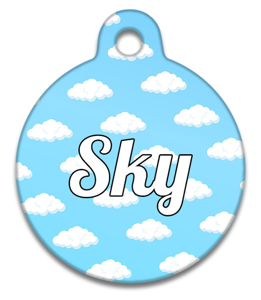 Fluffy Clouds Blue Sky - Pet ID Tag