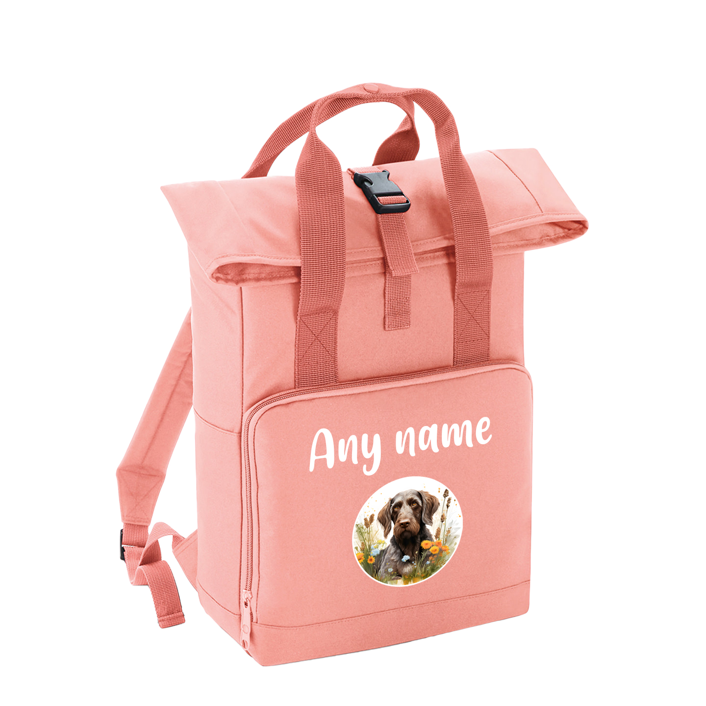 Overnighter Rucksack 14 Litres Peach Coral Wildflower Dog Breed Design