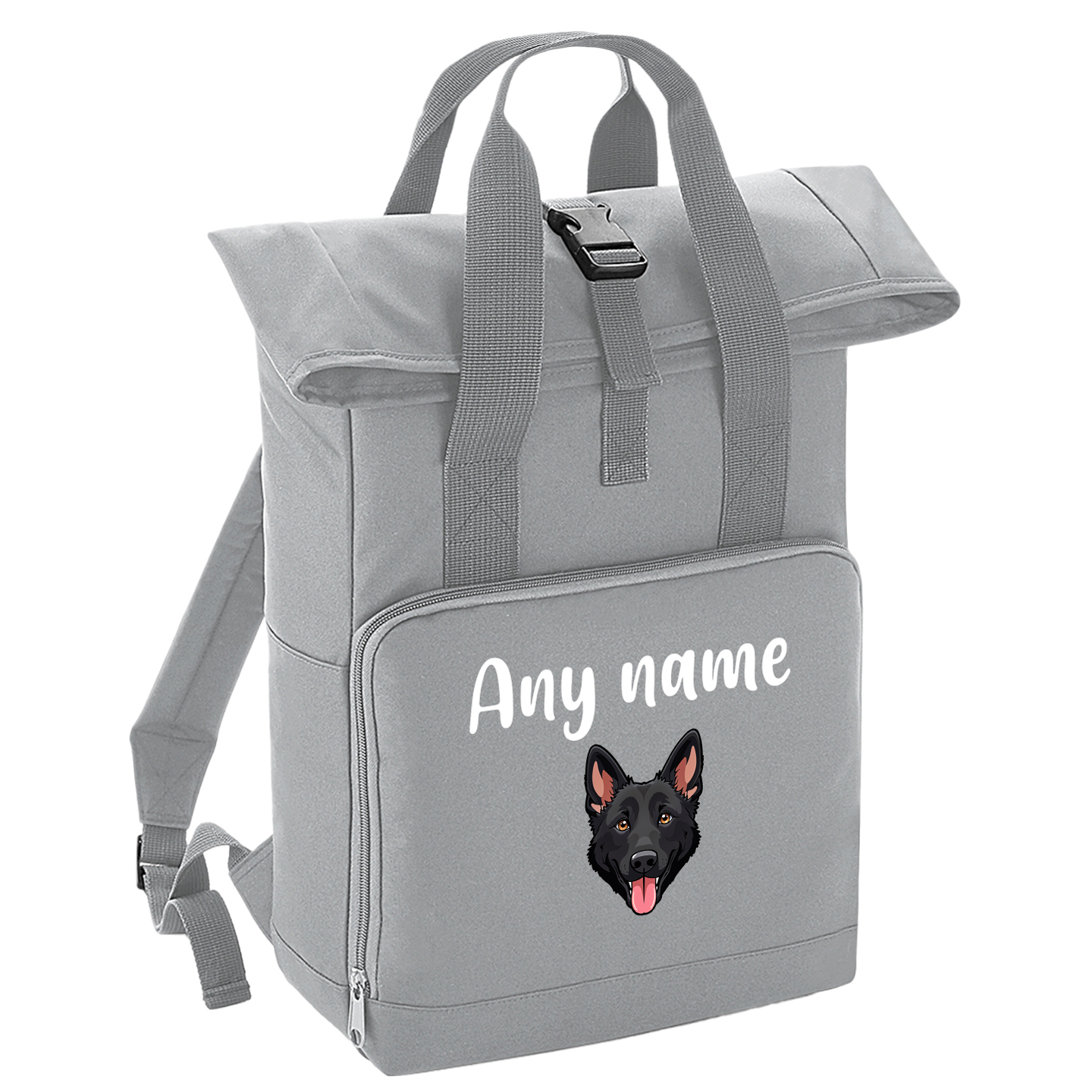 Overnighter Rucksack 14 Litres Grey Any Breed Backpack With Custom Personalised Dog Name
