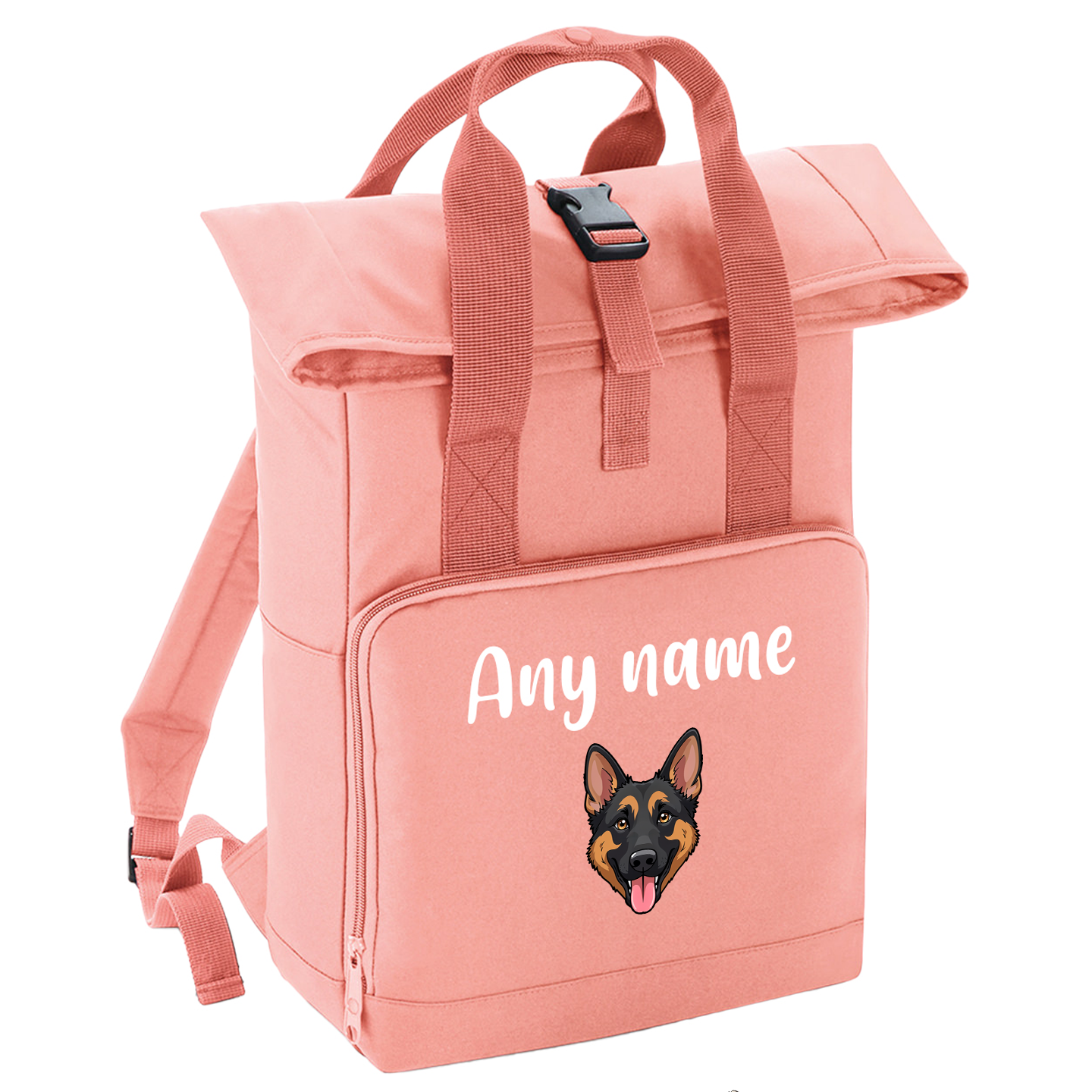 Overnighter Rucksack 14 Litres Peach Coral Any Breed Backpack With Custom Personalised Dog Name