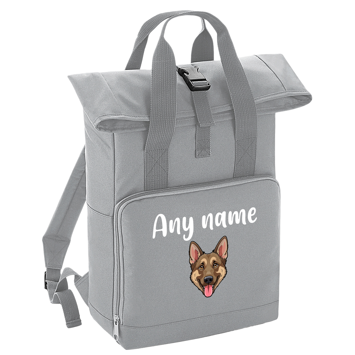 Overnighter Rucksack 14 Litres Grey Any Breed Backpack With Custom Personalised Dog Name