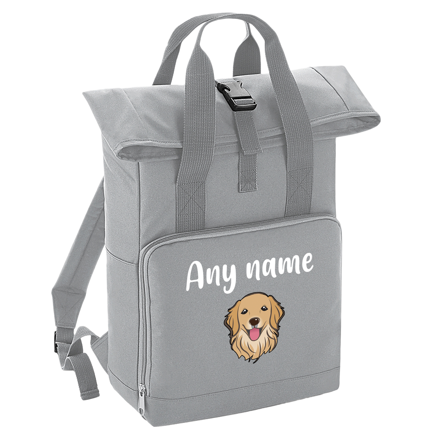 Overnighter Rucksack 14 Litres Grey Any Breed Backpack With Custom Personalised Dog Name