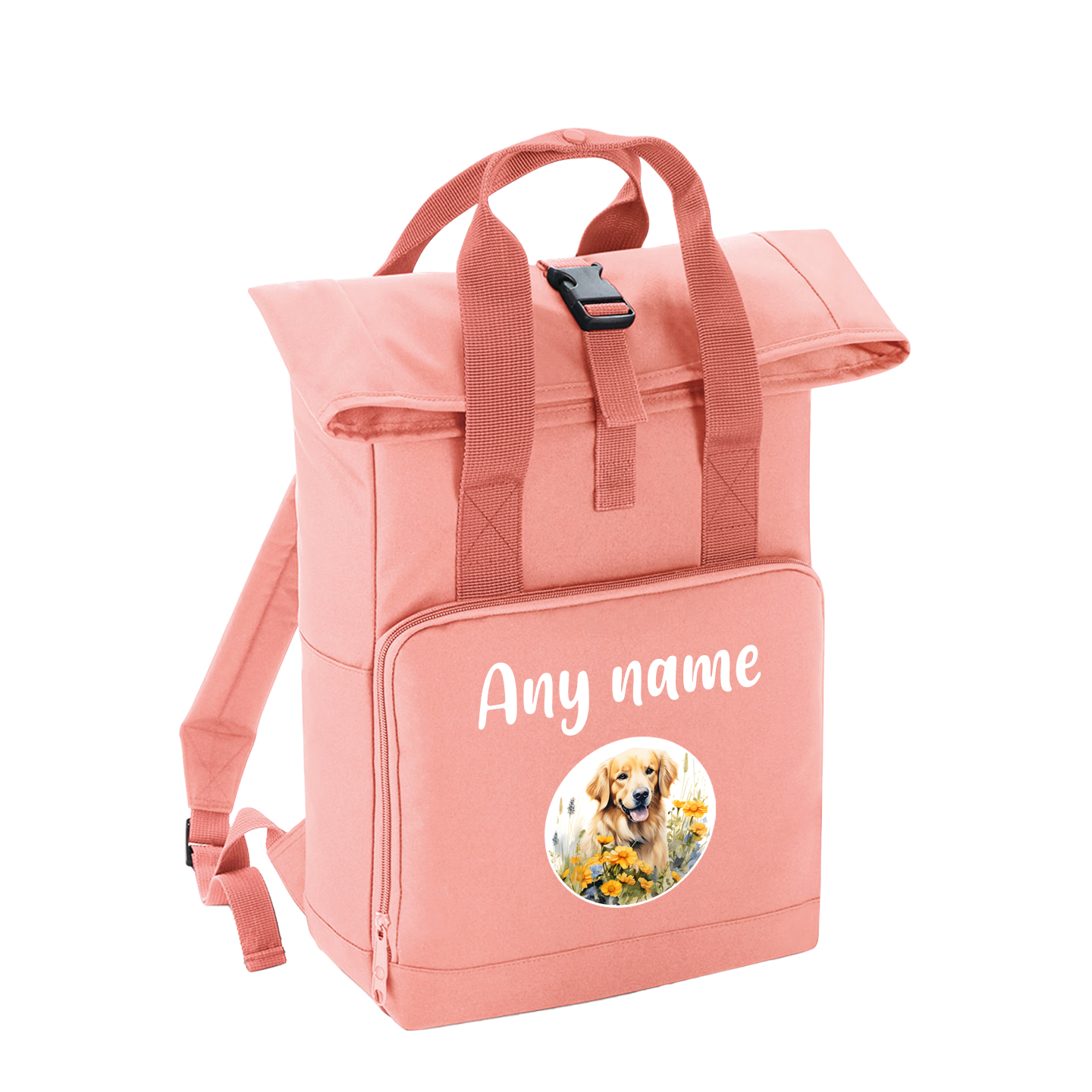 Overnighter Rucksack 14 Litres Peach Coral Wildflower Dog Breed Design