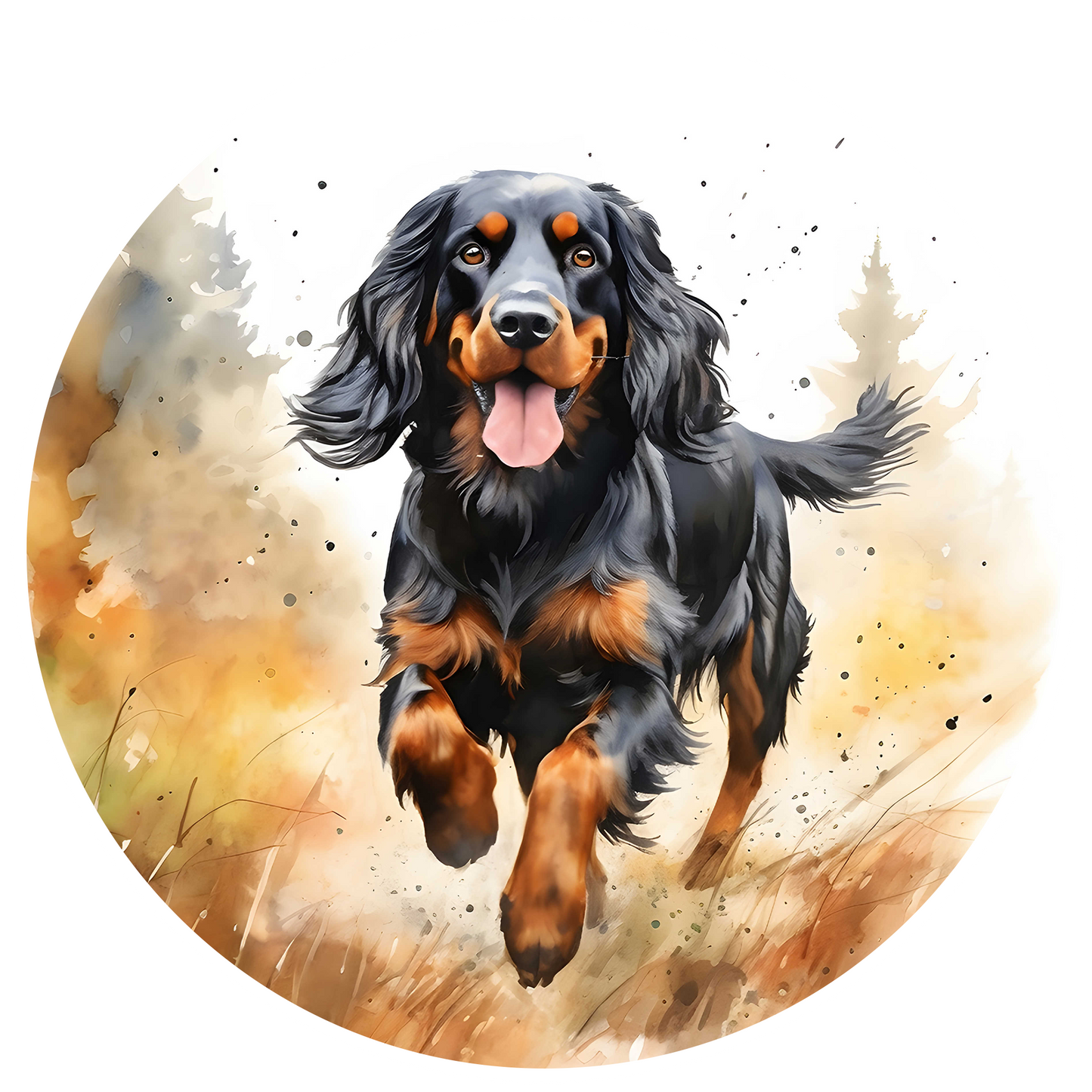 Black Any Breed Running Woodland Dog with Personalised Name Backpack