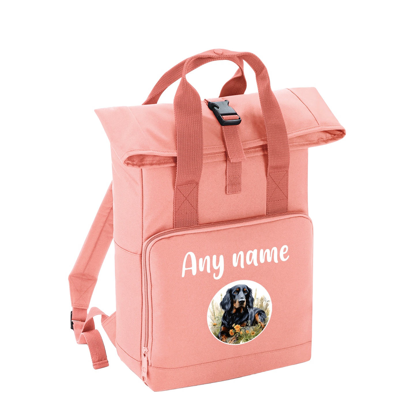 Overnighter Rucksack 14 Litres Peach Coral Wildflower Dog Breed Design