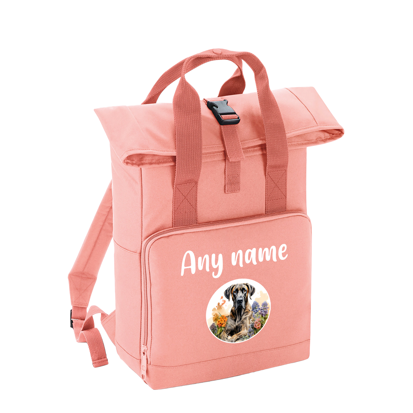 Overnighter Rucksack 14 Litres Peach Coral Wildflower Dog Breed Design