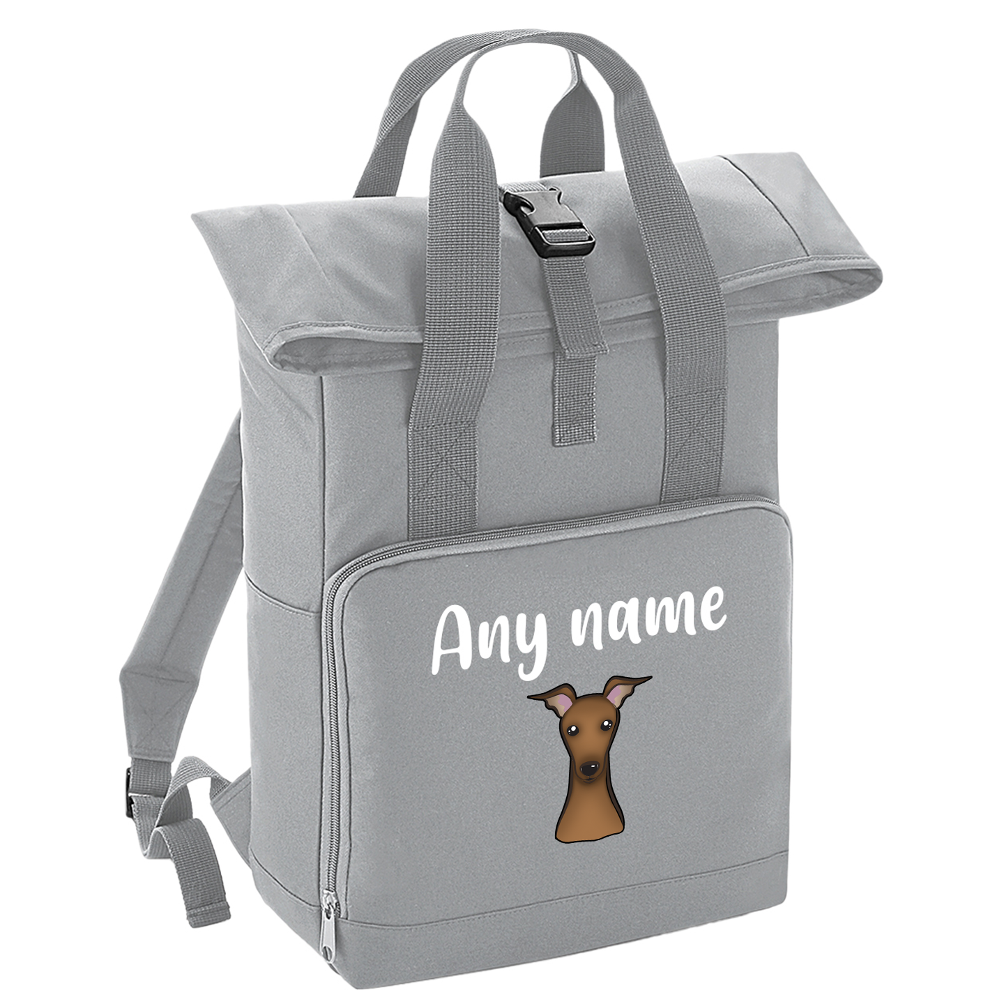 Overnighter Rucksack 14 Litres Grey Any Breed Backpack With Custom Personalised Dog Name