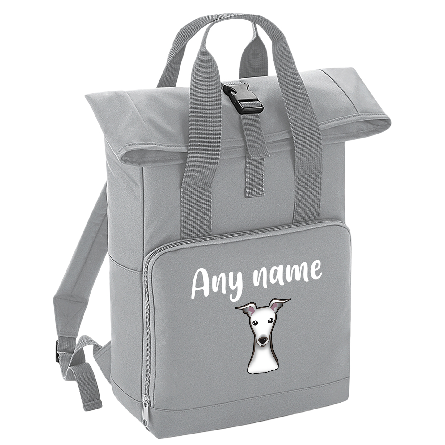 Overnighter Rucksack 14 Litres Grey Any Breed Backpack With Custom Personalised Dog Name