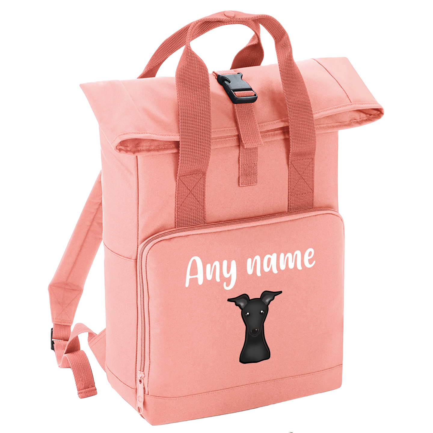 Overnighter Rucksack 14 Litres Peach Coral Any Breed Backpack With Custom Personalised Dog Name