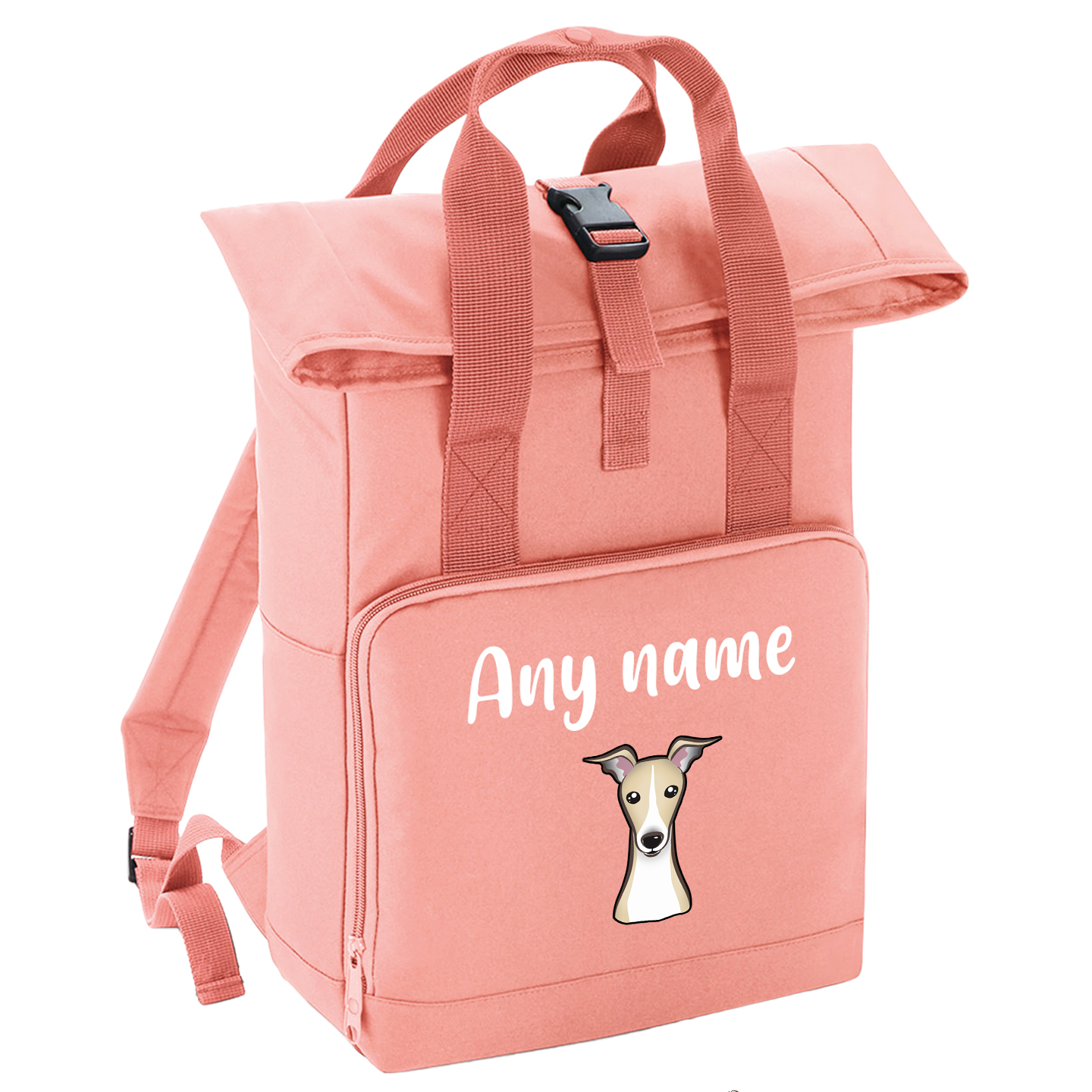 Overnighter Rucksack 14 Litres Peach Coral Any Breed Backpack With Custom Personalised Dog Name