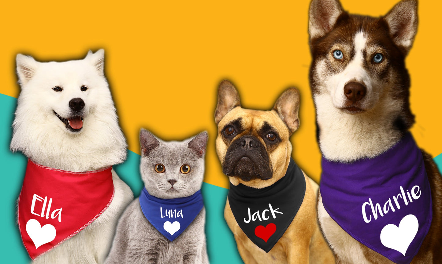 Blue Heart Any Wording Or Name Dog Bandana