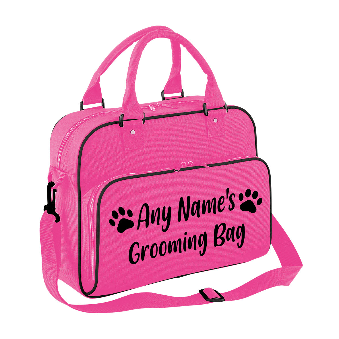 Hot Pink Custom Grooming Bag Paw Motif Any Name