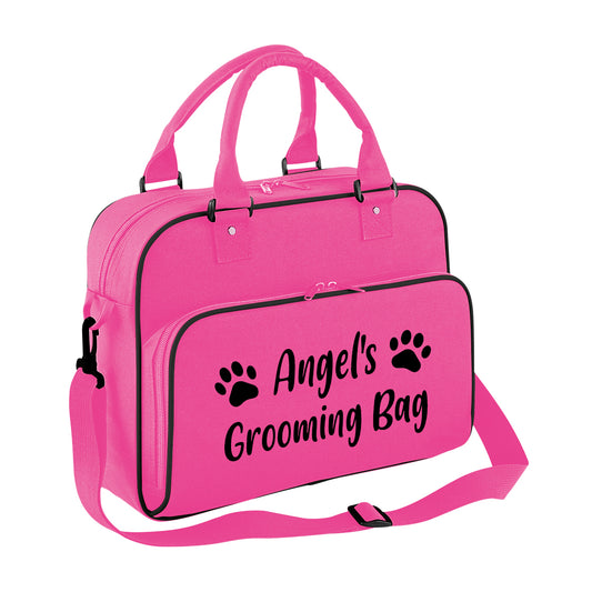 Hot Pink Custom Grooming Bag Paw Motif Any Name