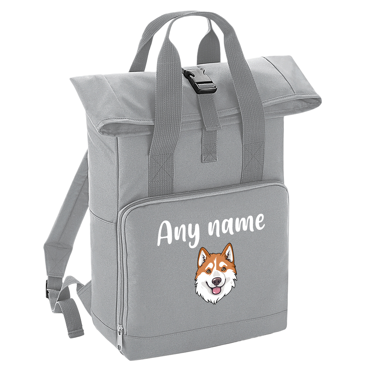 Overnighter Rucksack 14 Litres Grey Any Breed Backpack With Custom Personalised Dog Name