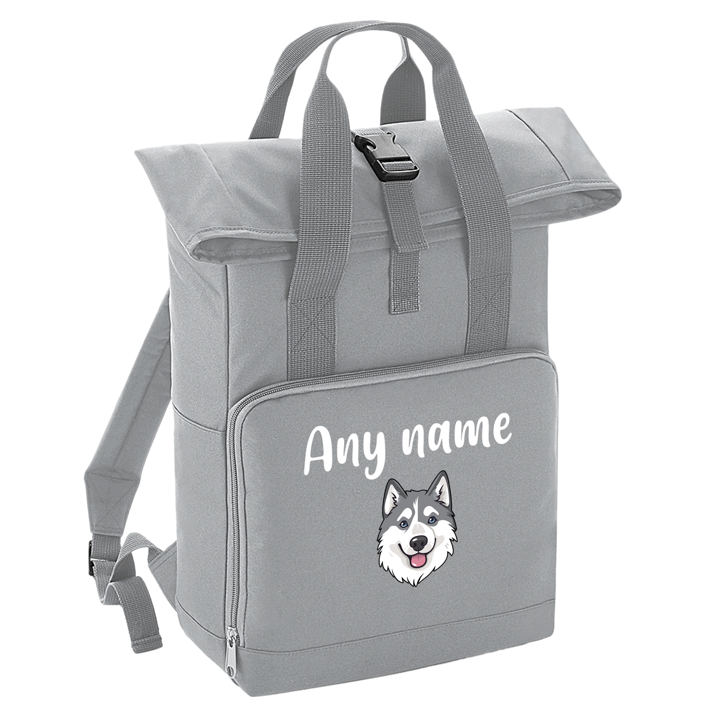 Overnighter Rucksack 14 Litres Grey Any Breed Backpack With Custom Personalised Dog Name
