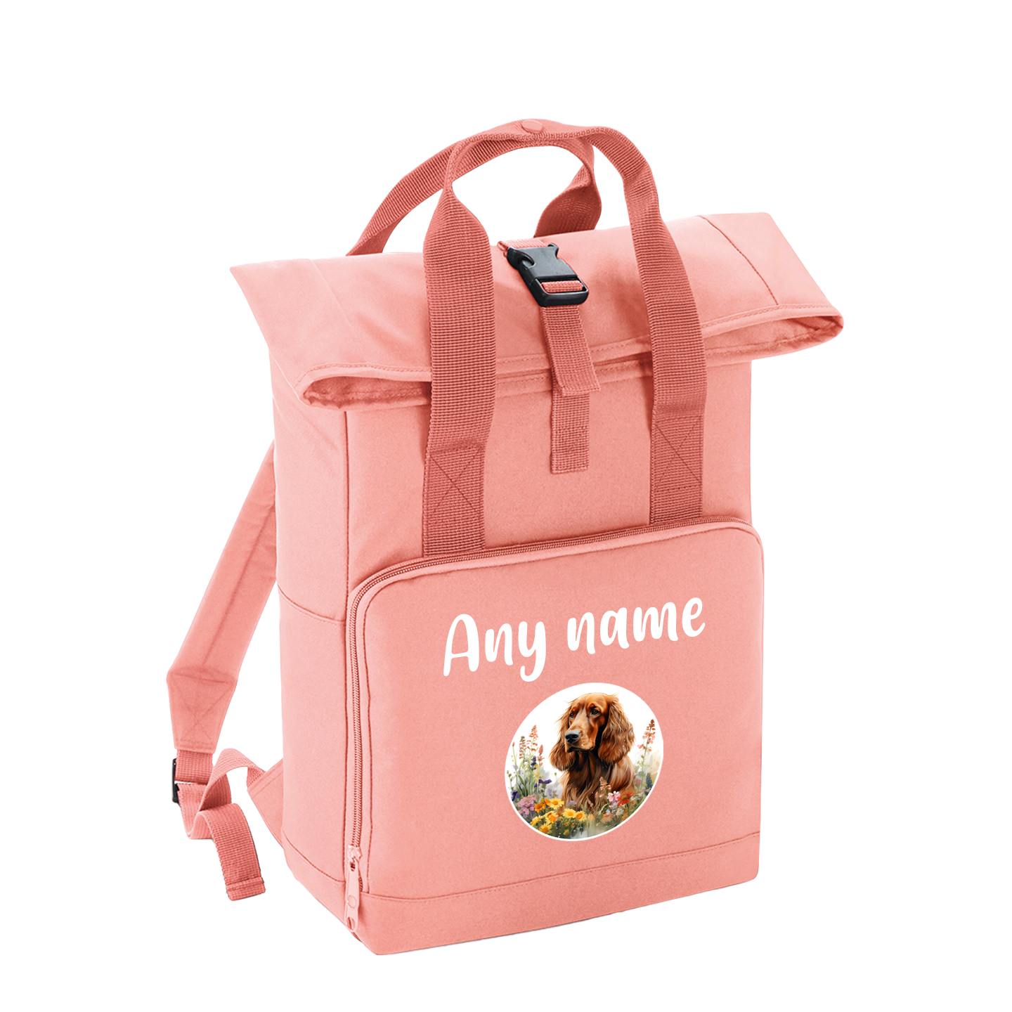 Overnighter Rucksack 14 Litres Peach Coral Wildflower Dog Breed Design