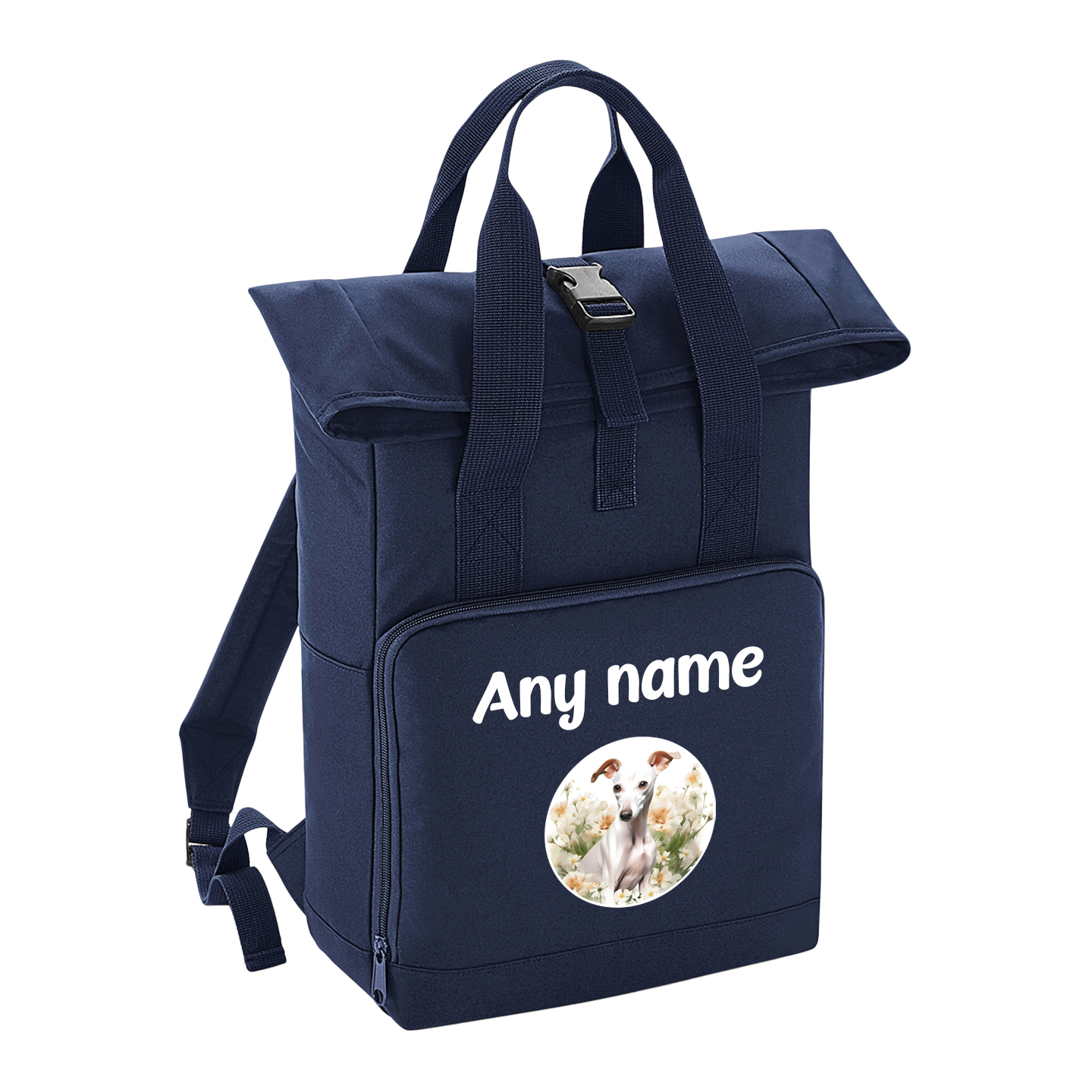 Overnighter Rucksack 14 Litres Navy Blue Wildflower Dog Breed Design