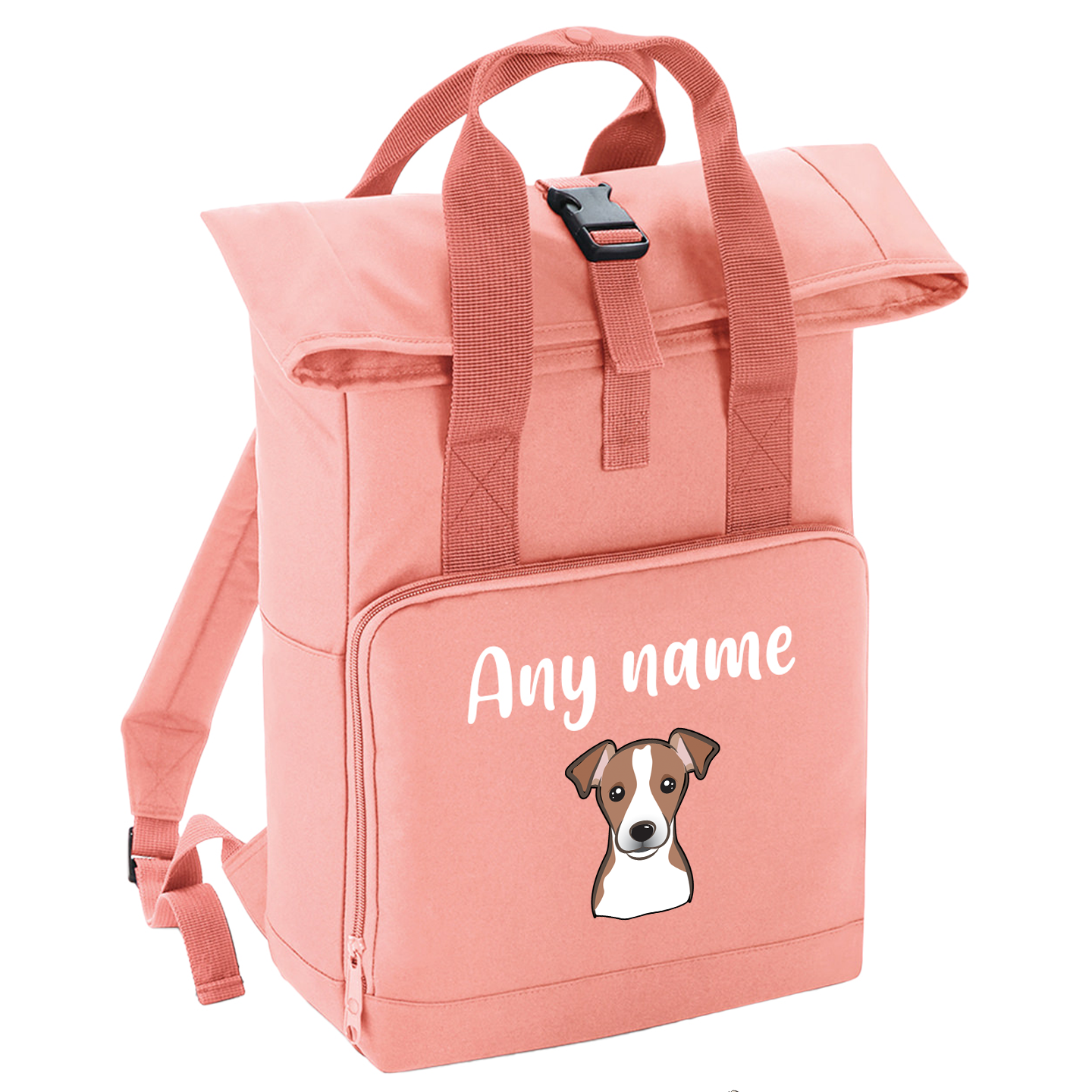 Overnighter Rucksack 14 Litres Peach Coral Any Breed Backpack With Custom Personalised Dog Name