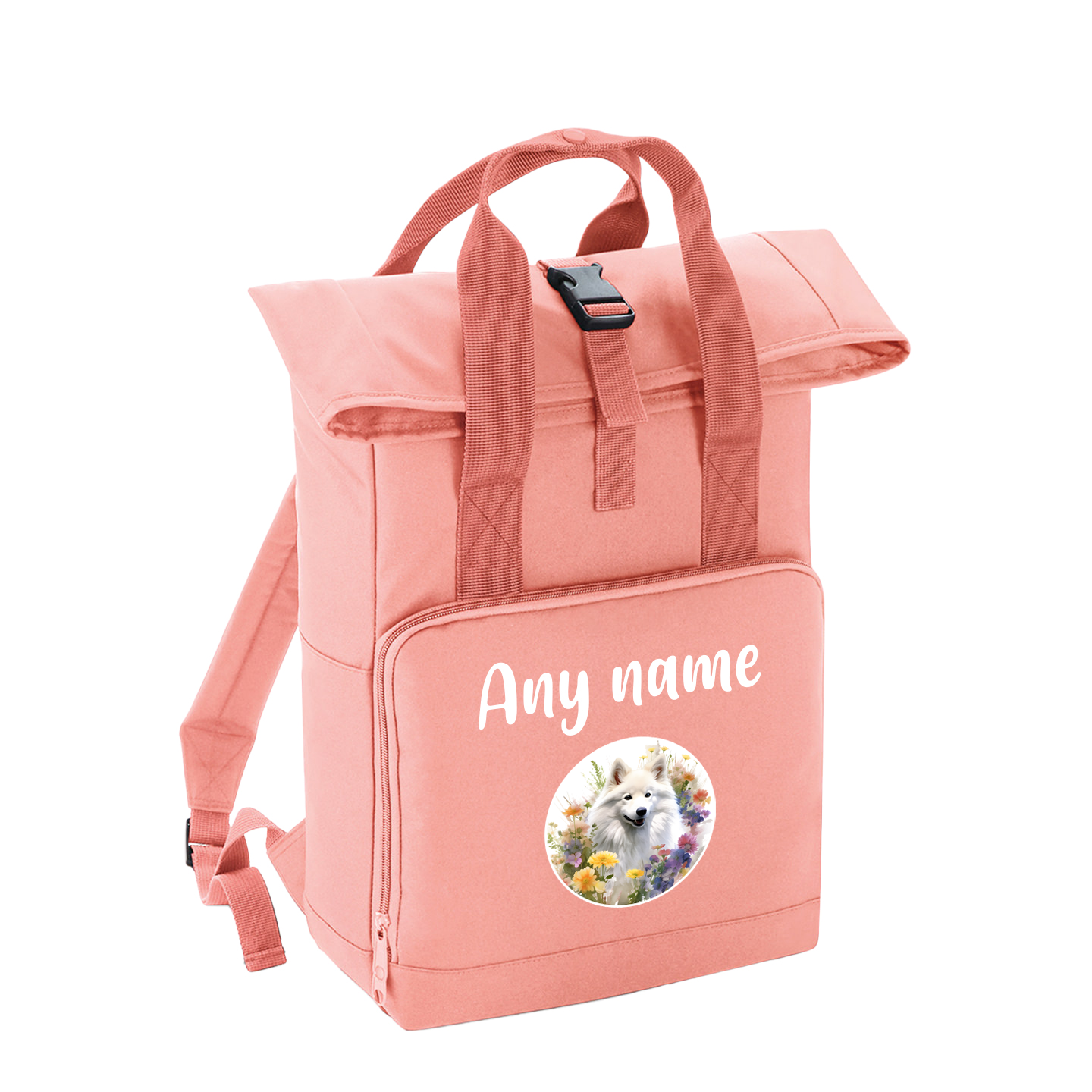 Overnighter Rucksack 14 Litres Peach Coral Wildflower Dog Breed Design