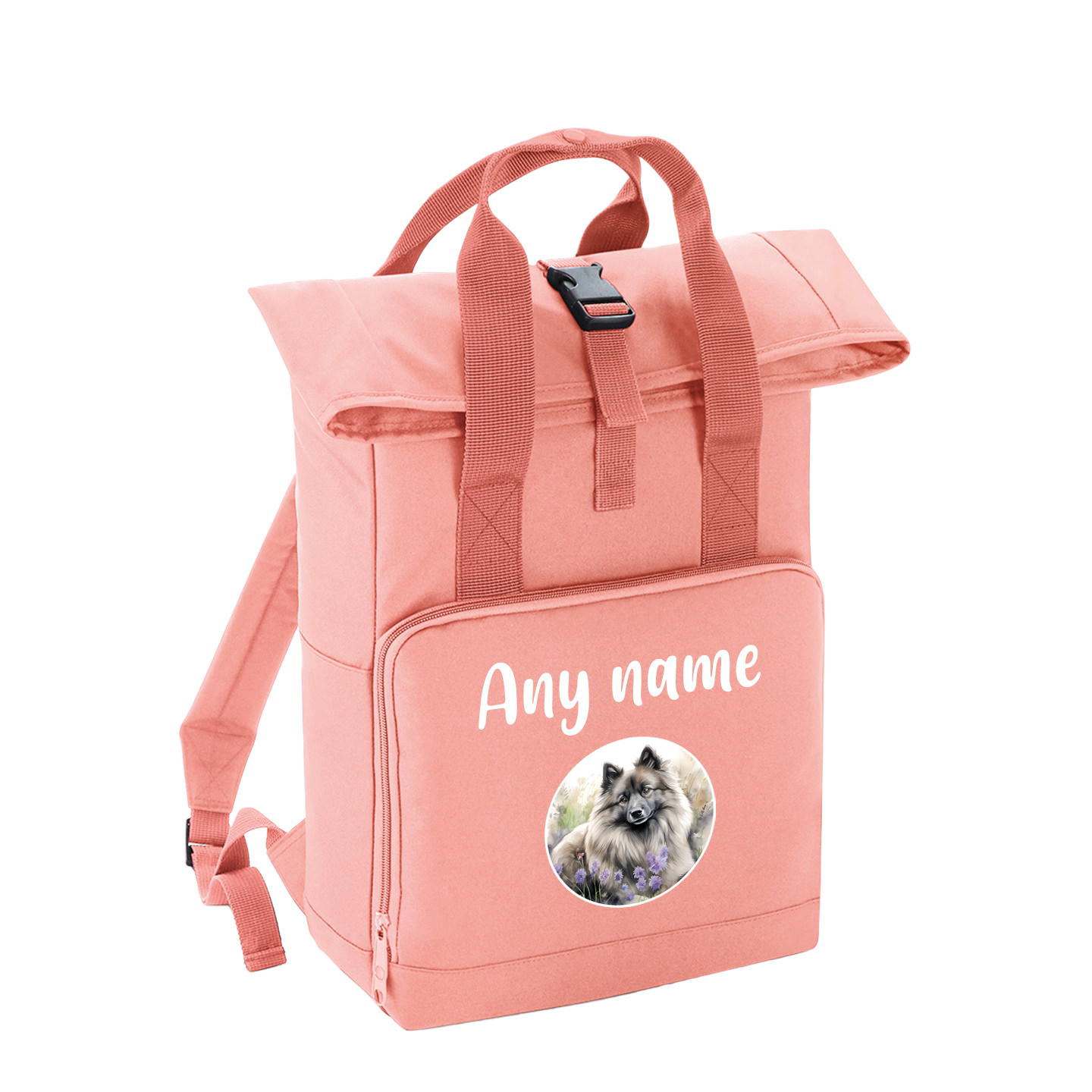Overnighter Rucksack 14 Litres Peach Coral Wildflower Dog Breed Design