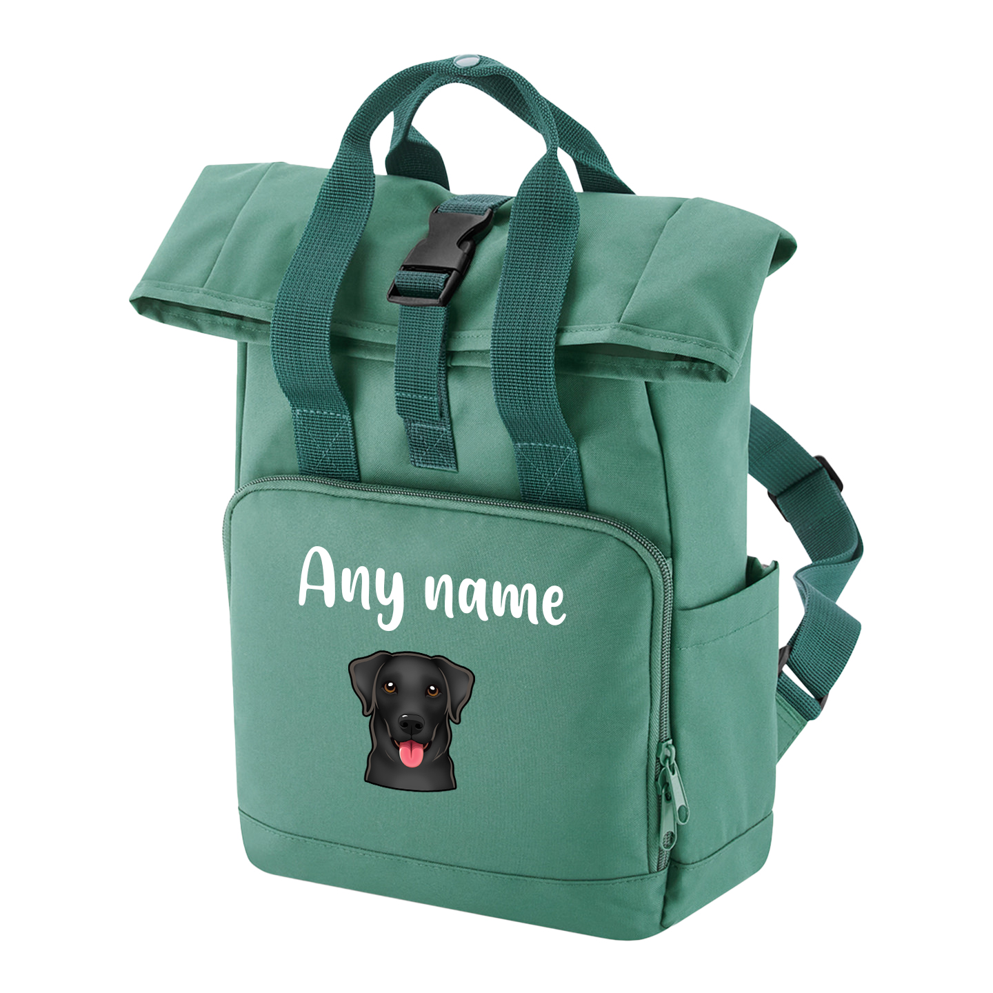 Travel Rucksack 9 Litres Sage Green Any Breed Backpack With Custom Personalised Dog Name