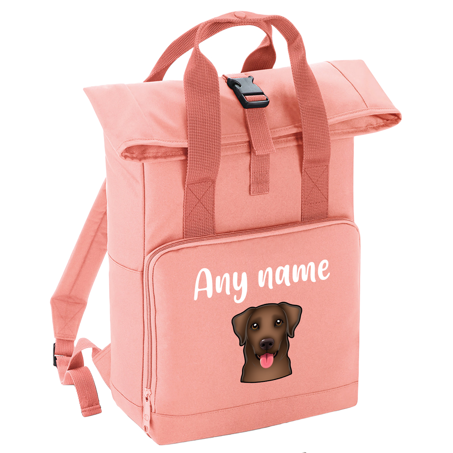 Overnighter Rucksack 14 Litres Peach Coral Any Breed Backpack With Custom Personalised Dog Name