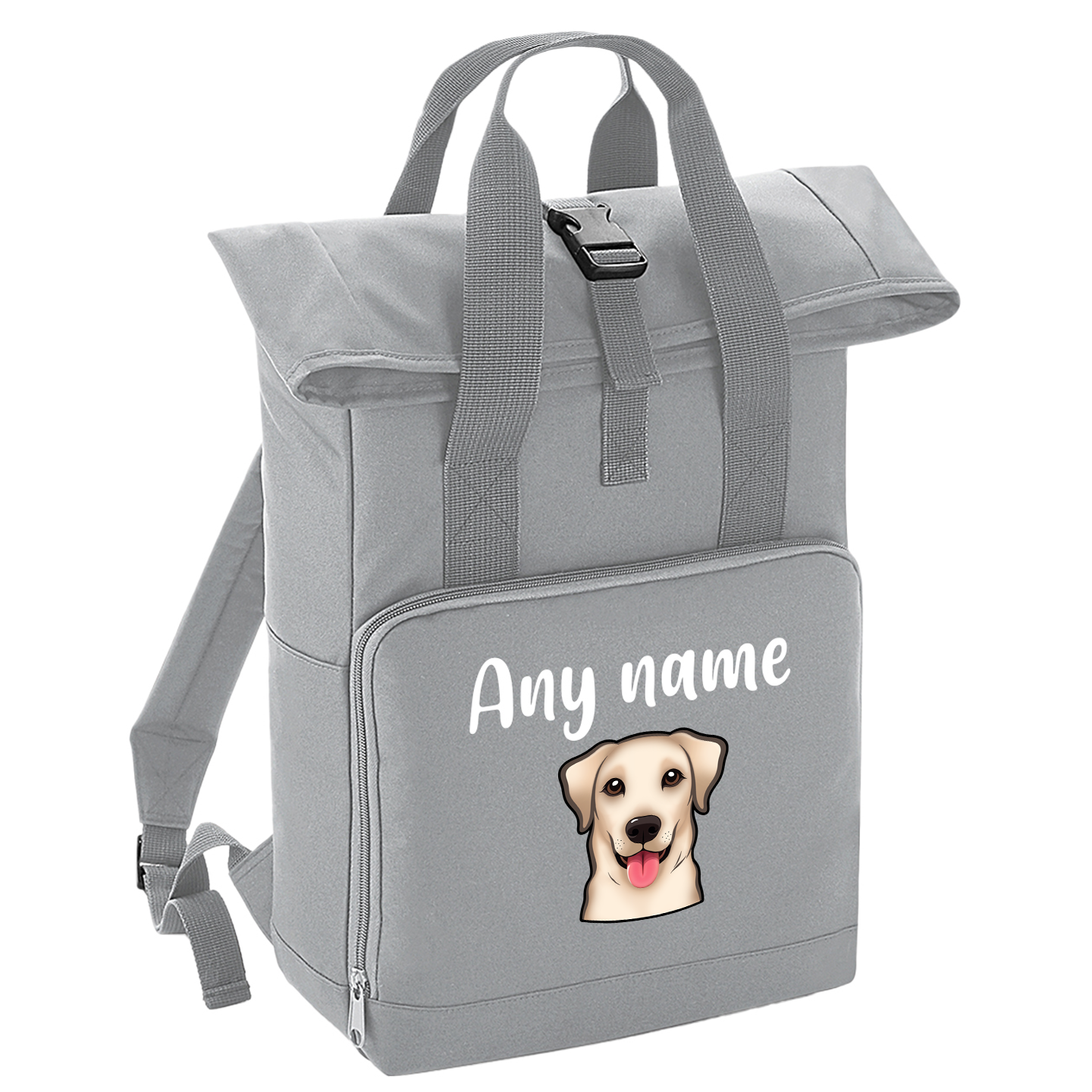 Overnighter Rucksack 14 Litres Grey Any Breed Backpack With Custom Personalised Dog Name