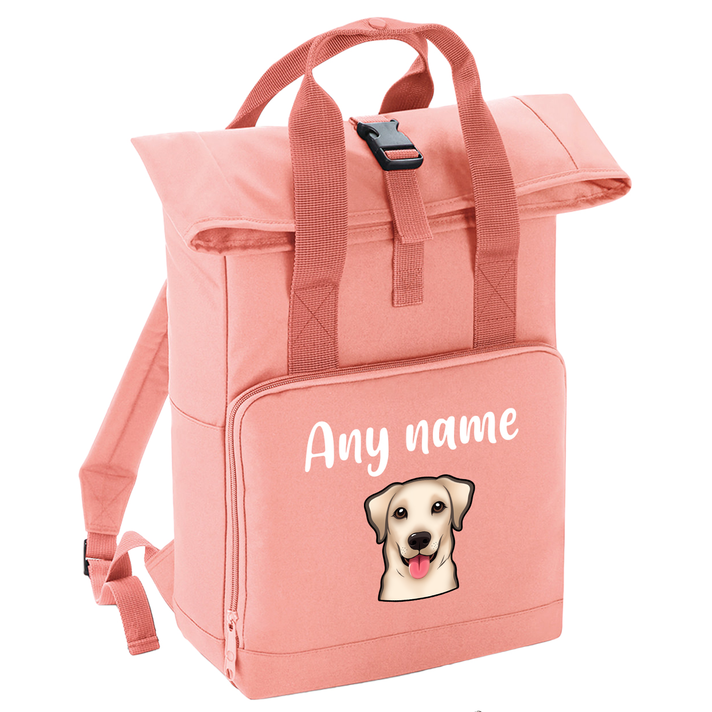 Overnighter Rucksack 14 Litres Peach Coral Any Breed Backpack With Custom Personalised Dog Name