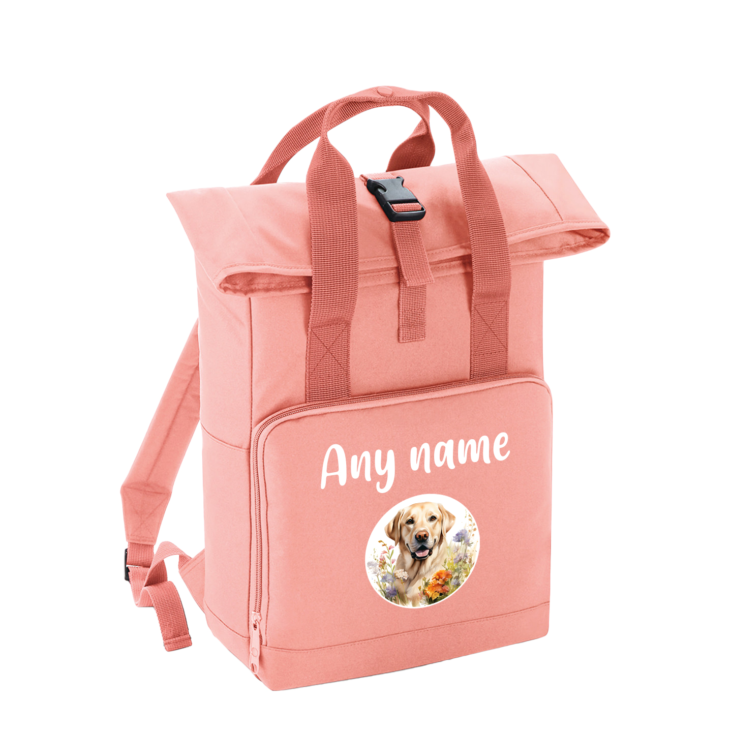 Overnighter Rucksack 14 Litres Peach Coral Wildflower Dog Breed Design