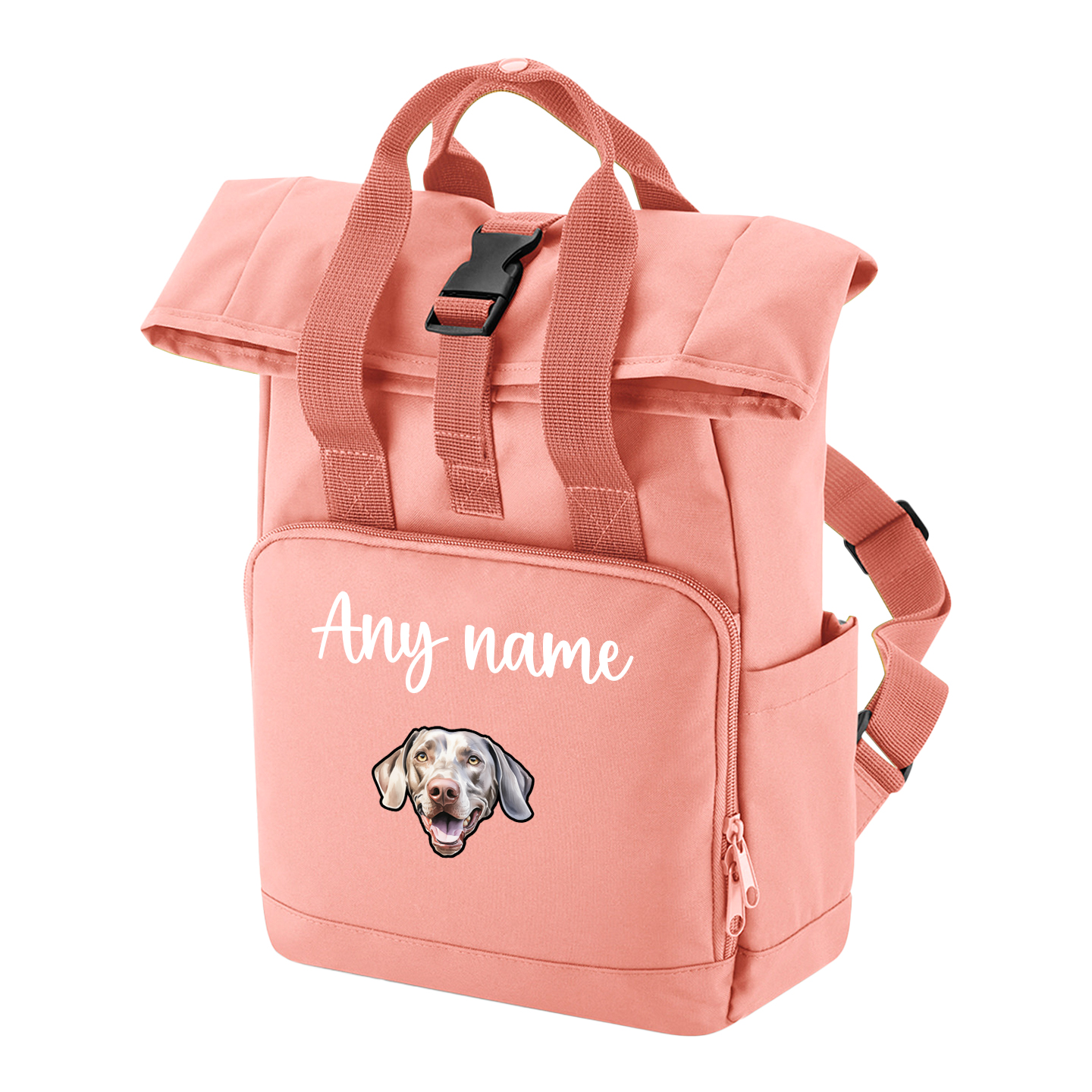 Travel Rucksack 9 Litres Peach Coral Any Breed Backpack With Custom Personalised Dog Name