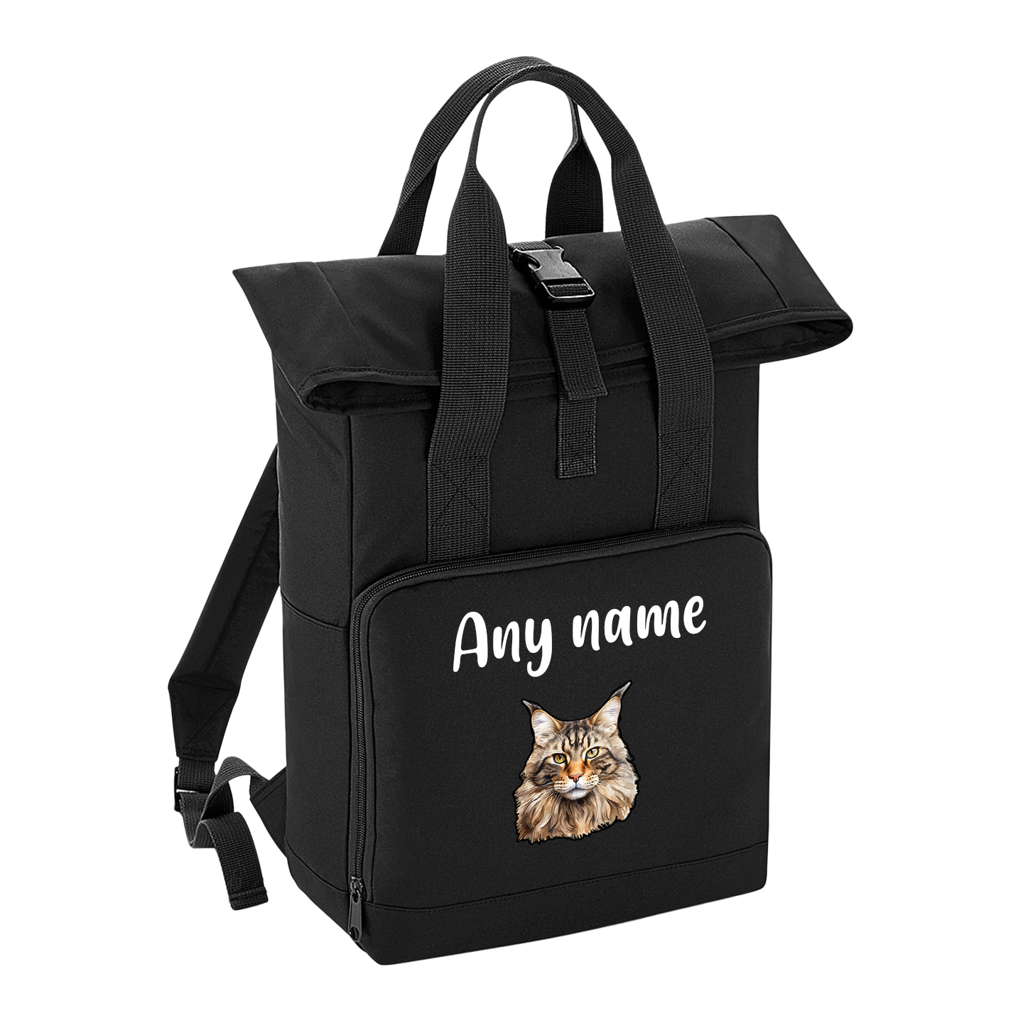 Black Cat Breed with Personalised Name Backpack