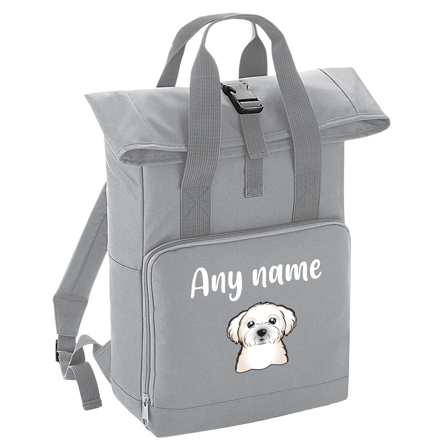 Overnighter Rucksack 14 Litres Grey Any Breed Backpack With Custom Personalised Dog Name