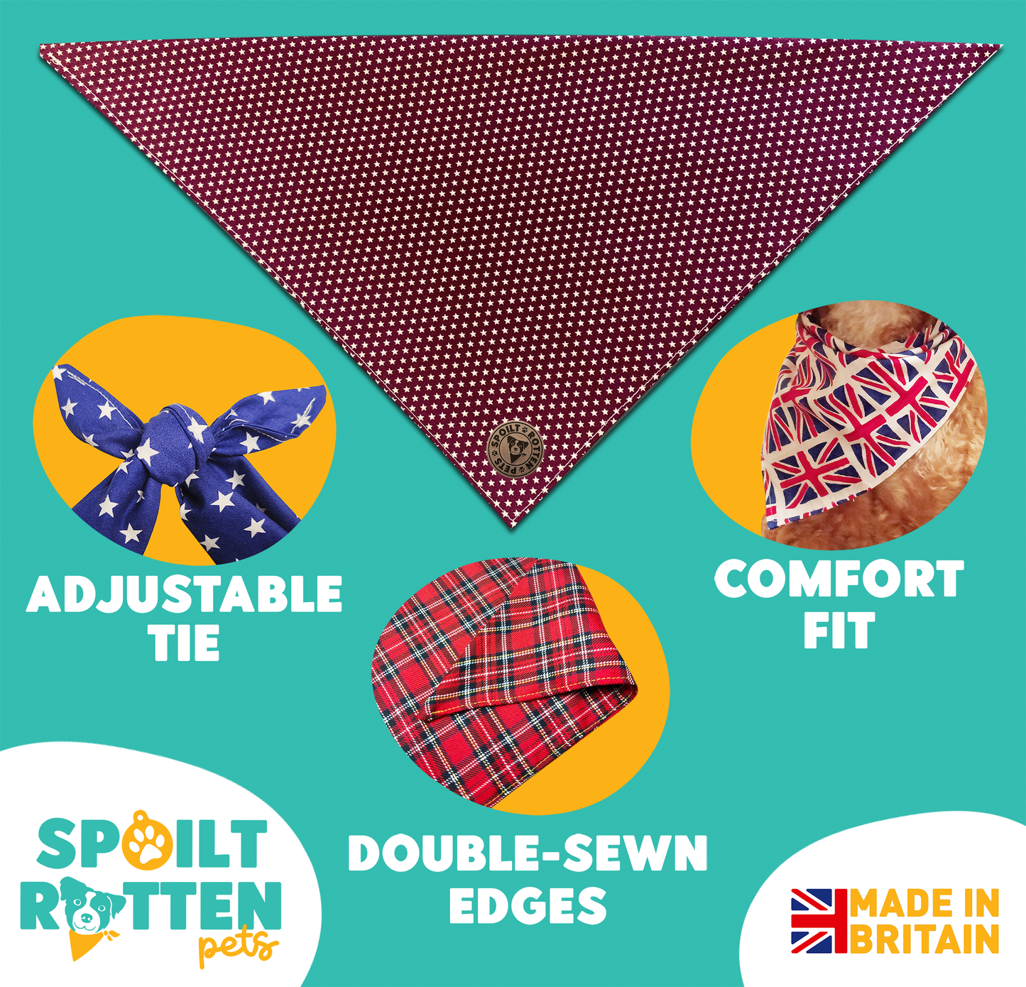 The Darlington - Mini Stars on Purple Tied Dog Bandana