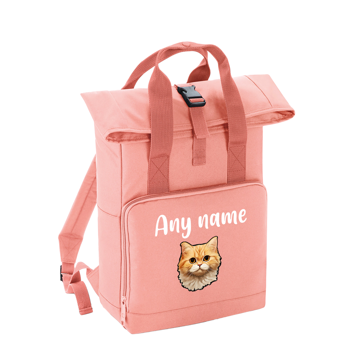 Pink Cat Breed with Personalised Name Backpack