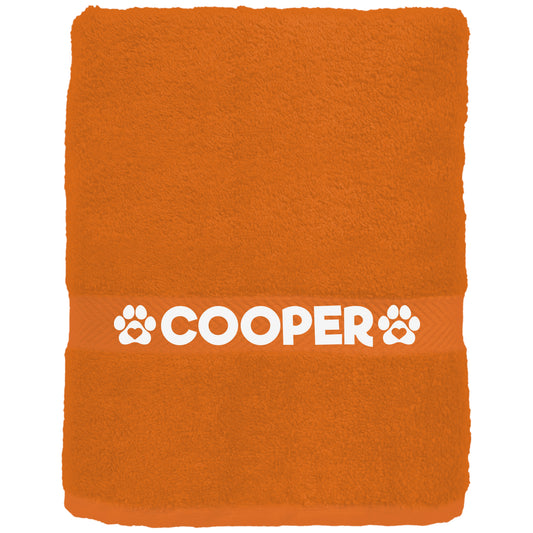 Orange Pet Towel Personalised With Name or Wording