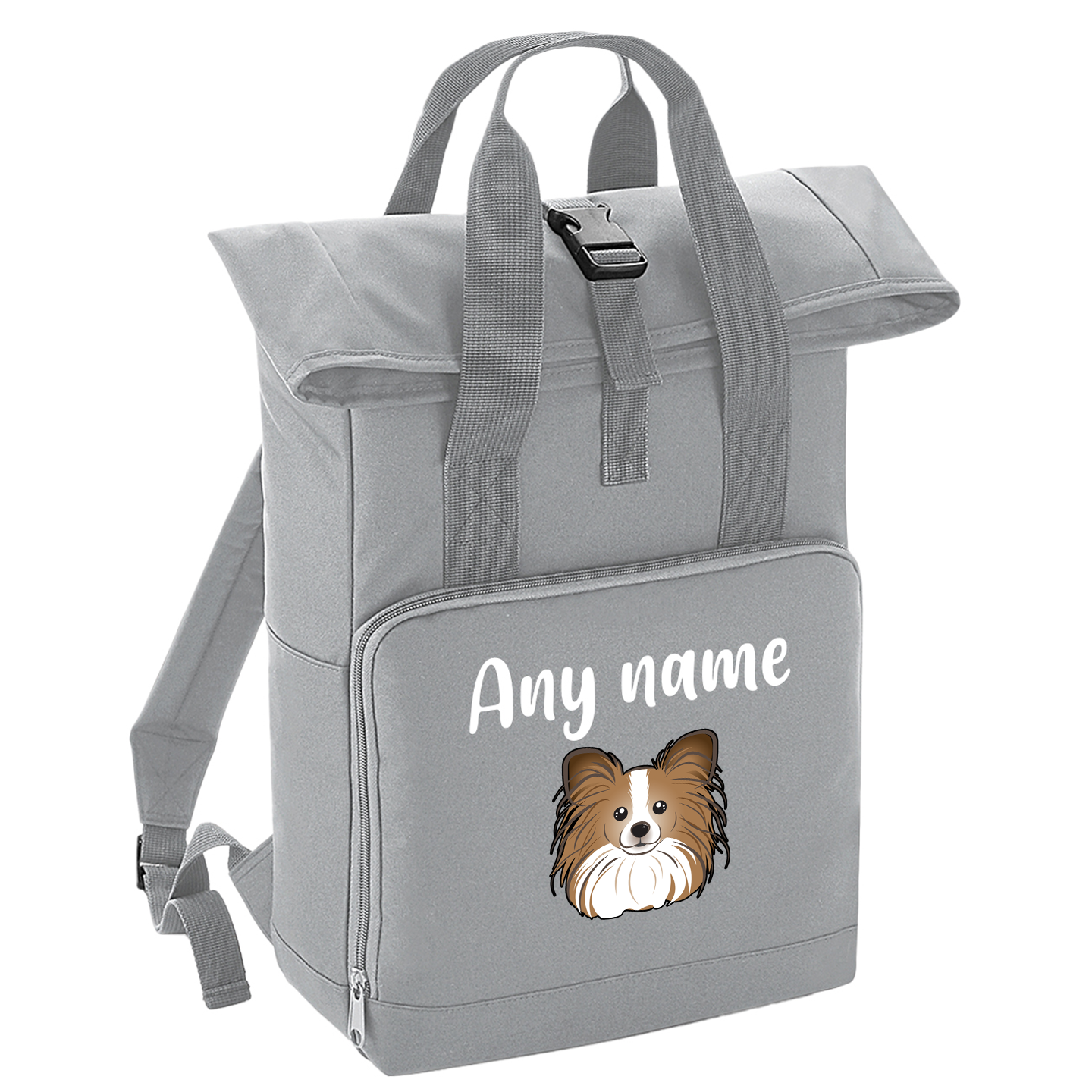 Overnighter Rucksack 14 Litres Grey Any Breed Backpack With Custom Personalised Dog Name