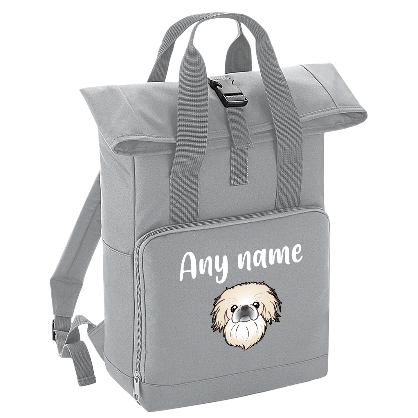 Overnighter Rucksack 14 Litres Grey Any Breed Backpack With Custom Personalised Dog Name