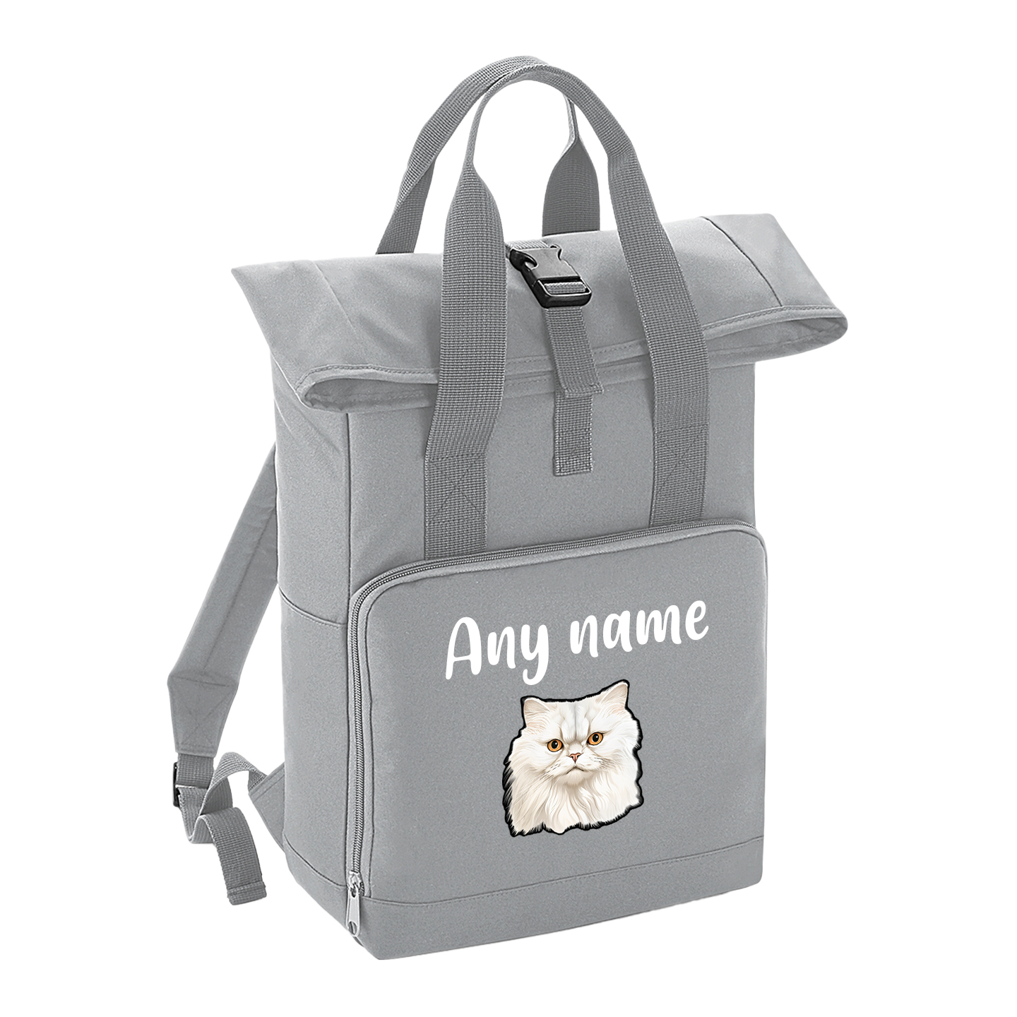 Grey Cat Breed with Personalised Name Backpack