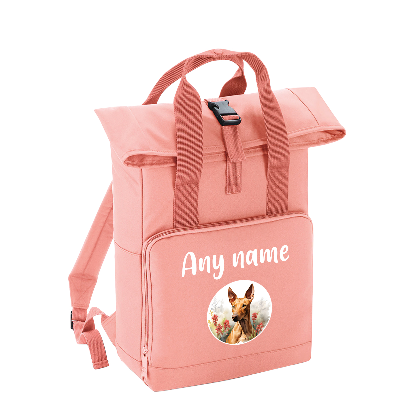 Overnighter Rucksack 14 Litres Peach Coral Wildflower Dog Breed Design